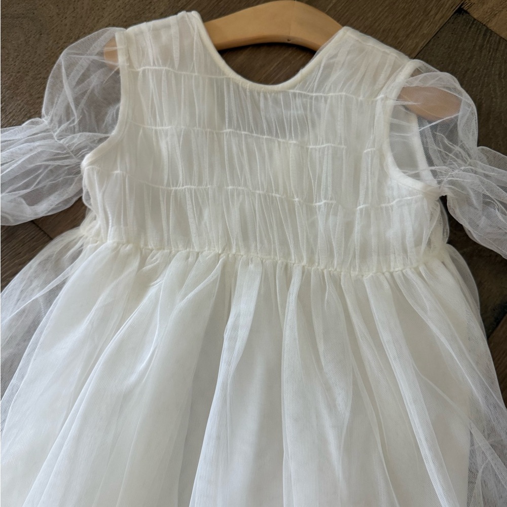 Elegant White Tulle Kids Dress - Picture 2 of 3